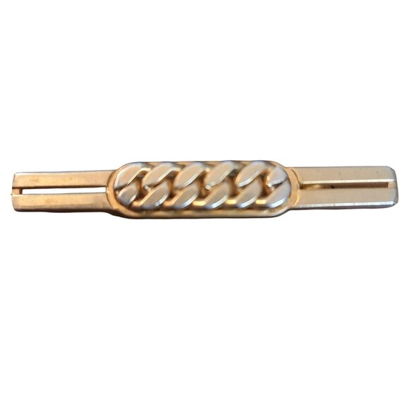 Vintage Swank Gold Tone Chain Link Bar Tie Clip 1950's - Picture 2 of 7